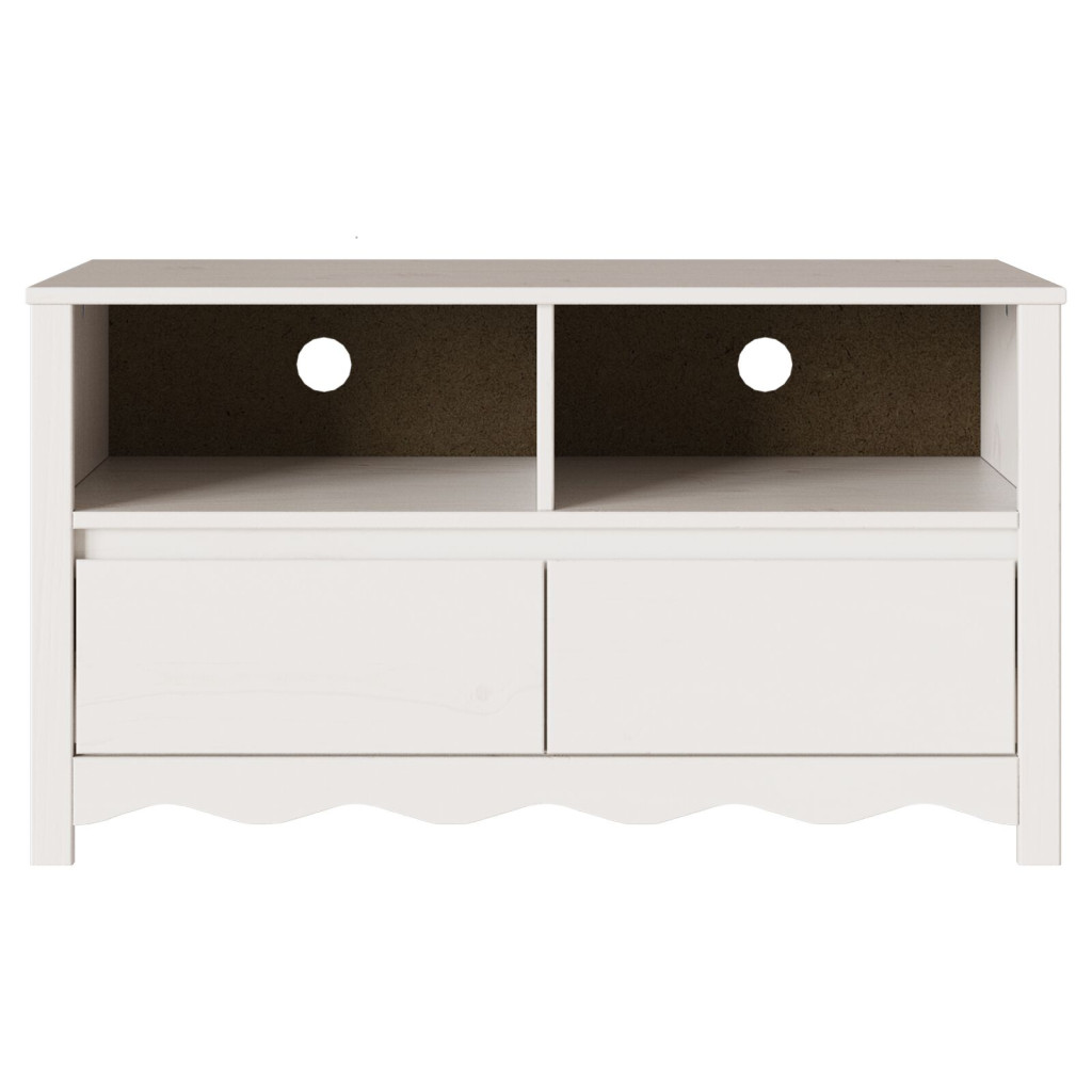 TV Szekrény "DRAMMEN" Fehér 99x43x55 cm Tömbfa Fenyő