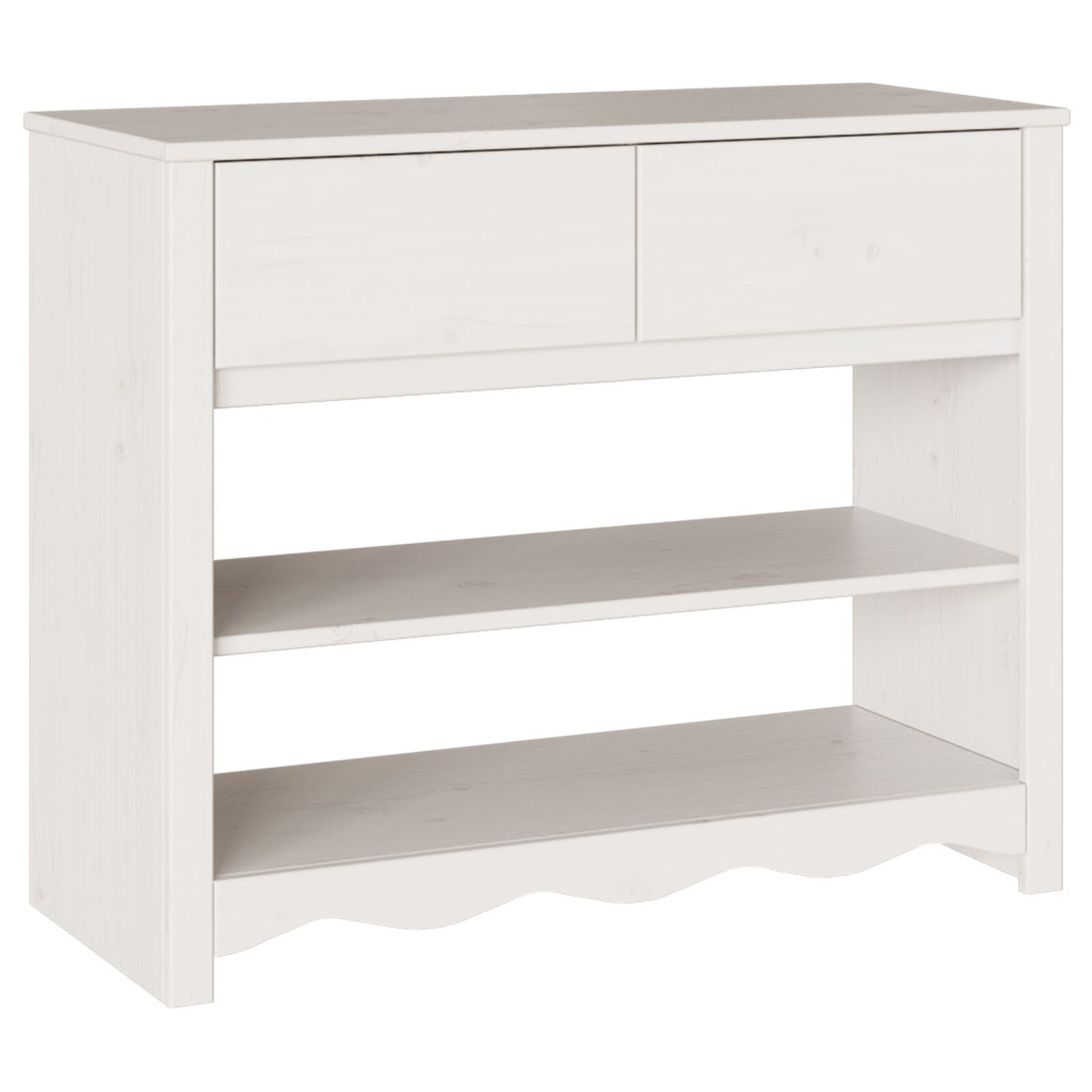 Konzolasztal "DRAMMEN" Fehér 89,5x37x73 cm Szilárd Fenyőfa