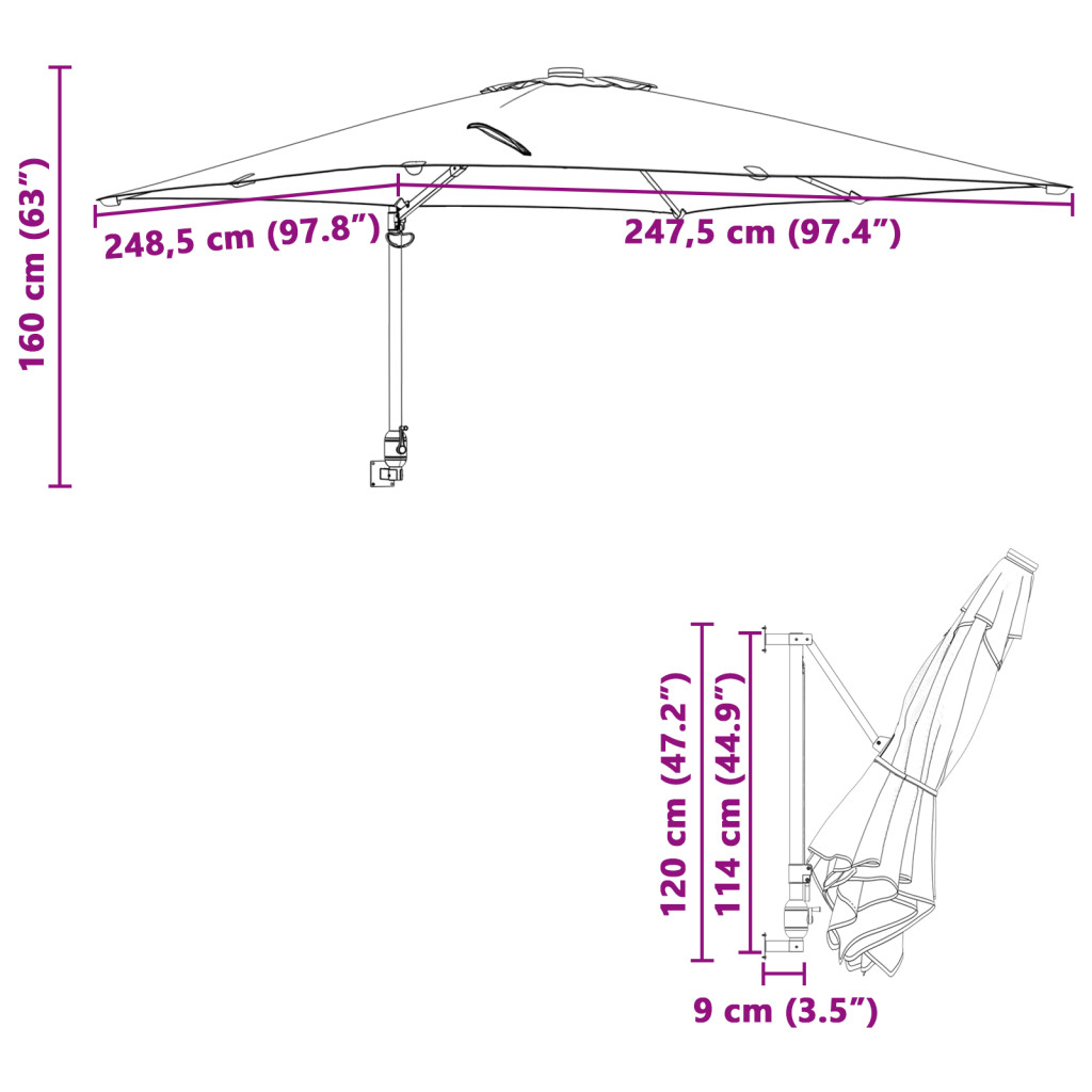 Teraszernyő Zöld Poliészter 300 cm x 300 cm Összecsukható