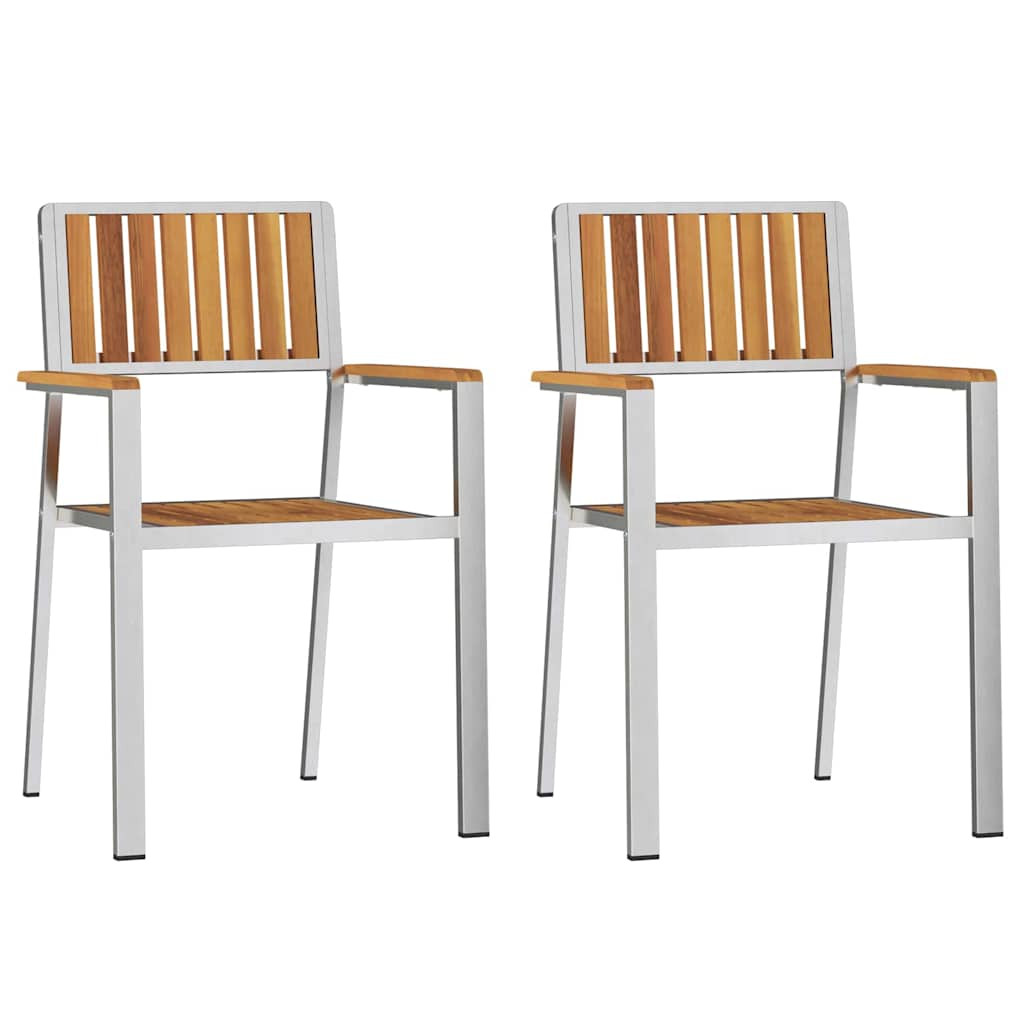 Kerti Szék 2 pcs Barna 56 x 54,5 x 87 cm Tömör Akácfa