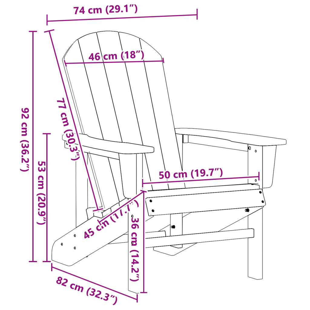 Adirondack szék Tengerészkék 74x82x91 cm HDPE