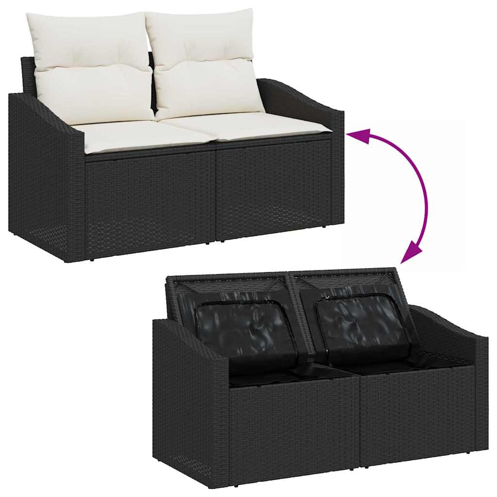 Kerti kanapé párnával tárolóval 123 x 62 x 69 cm polirattan