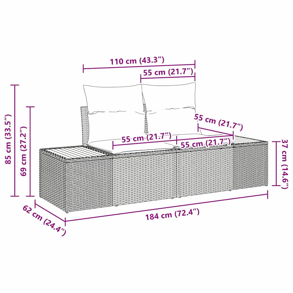 Kerti kanapé Bézs 184 x 62 x 85cm polirattan
