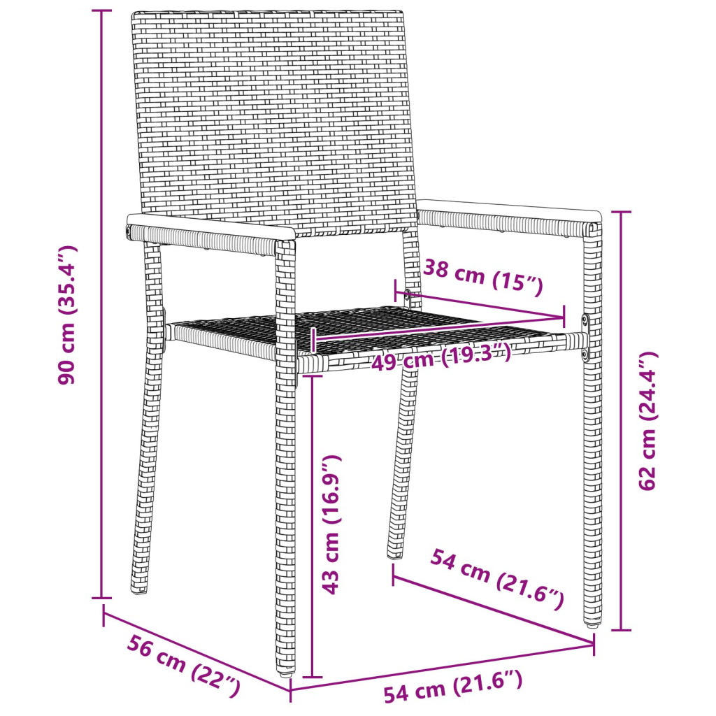 Összecsukható Kerti Székek Párnákkal 2 db Szürke Poly Rattan