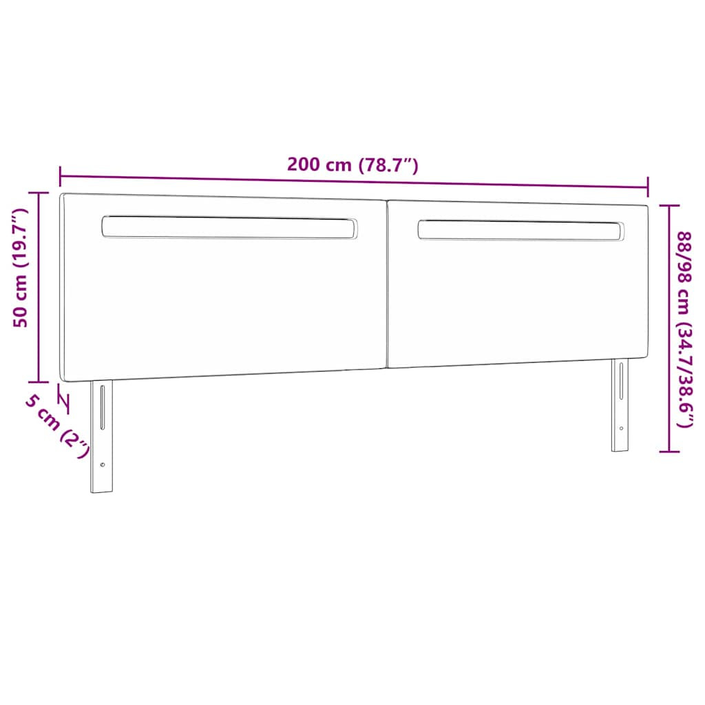 Fejtámla LED -es lámpákkal fejtámlával Cappuccino 200 cm PVC