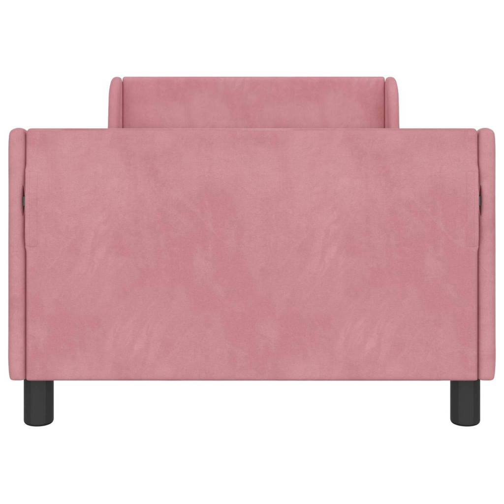 Gyerekágy kerettel fejtámlával Rózsaszín 80 x 200 cm Bársony