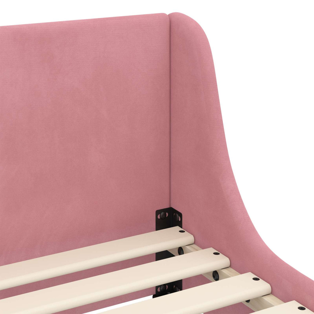 Gyerekágy kerettel fejtámlával Rózsaszín 80 x 200 cm Bársony