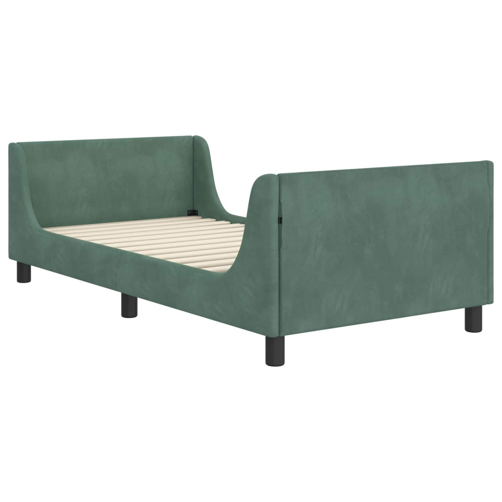 Gyerekágy kerettel fejtámlával Tengeri Zöld 80 x 200 cm Bársony