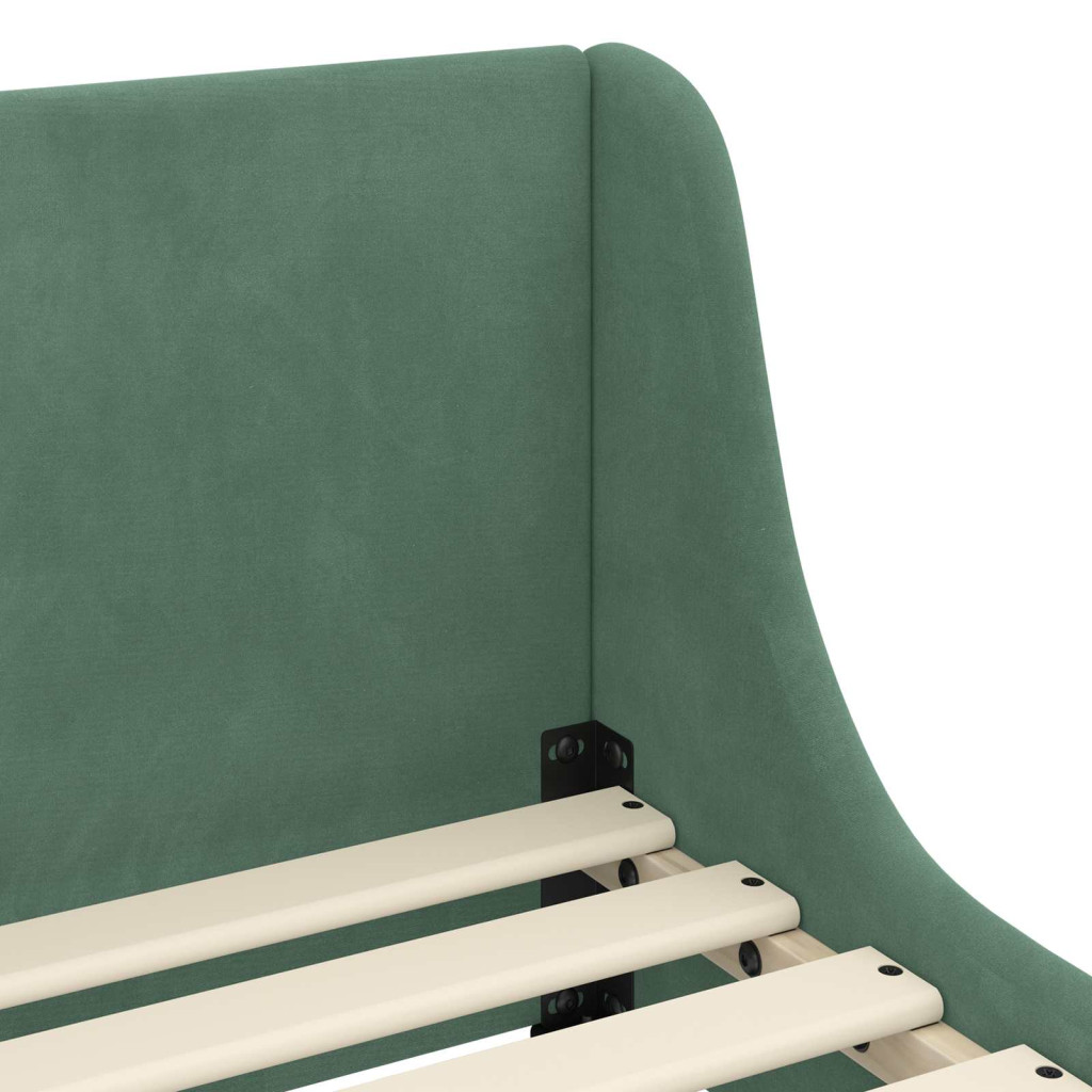 Gyerekágy kerettel fejtámlával Tengeri Zöld 80 x 200 cm Bársony