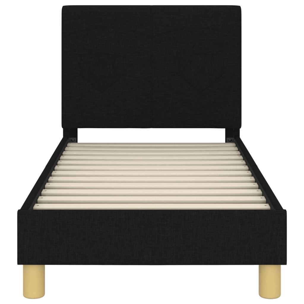 Gyerekágy keret fejtámlával Fekete 70 x 140 cm szövet