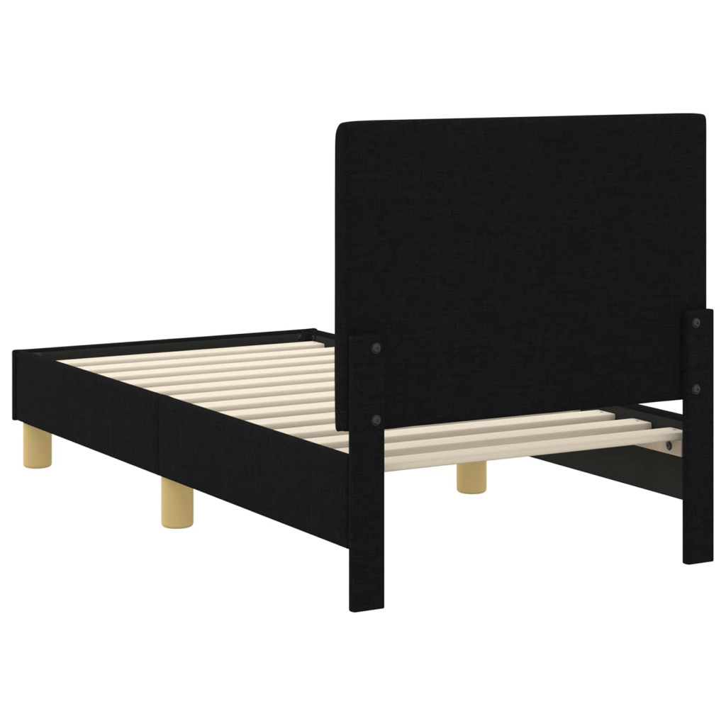 Gyerekágy keret fejtámlával Fekete 70 x 140 cm szövet