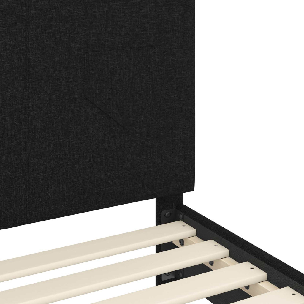 Gyerekágy keret fejtámlával Fekete 70 x 140 cm szövet