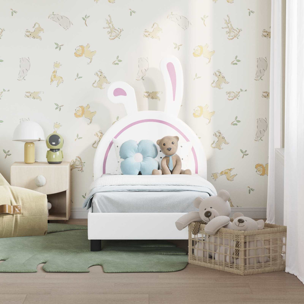 Gyerekágy keret fejtámlával fejtámlával Fehér 70 x 140 cm PU