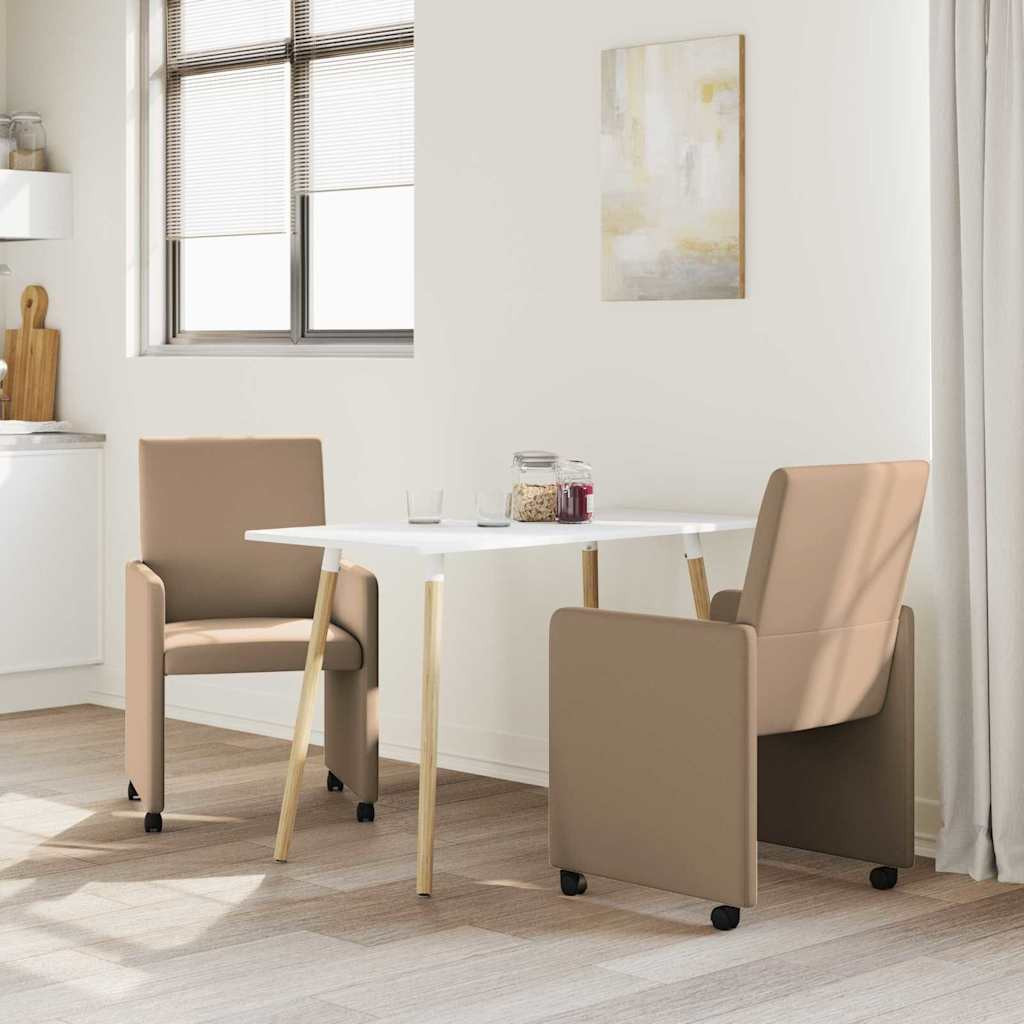 Kerekes Étkező Székek 2 pcs Cappuccino 57 x 66 x 94 cm Műbőr