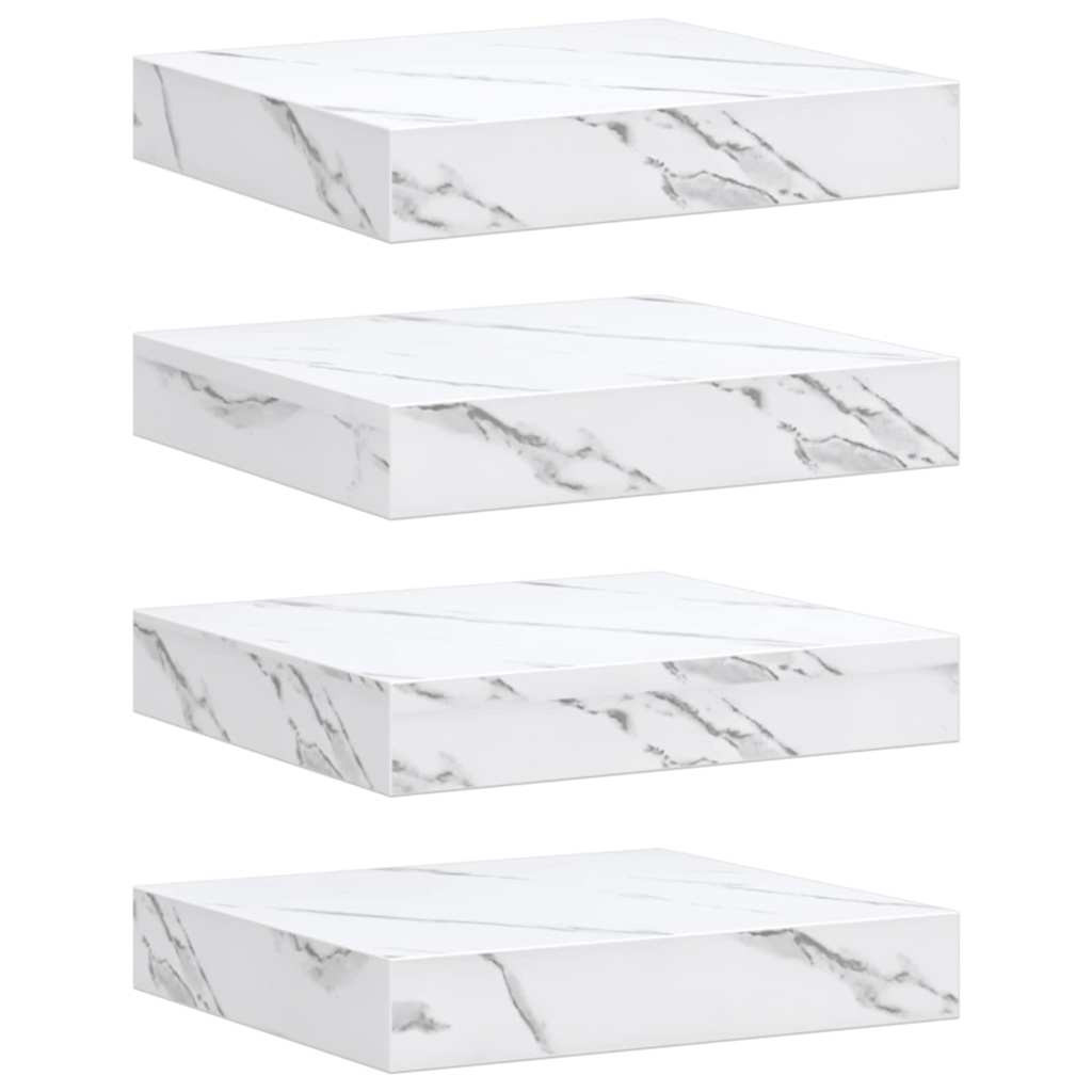 Falpolc tárolóval 4 pcs Fehér márvány 23 x 23,5 x 4 cm Faanyag