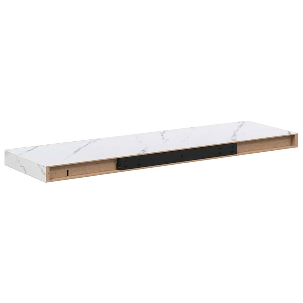 Falpolc tárolóval 4 pcs Fehér márvány 90 x 23,5 x 4 cm Faanyag