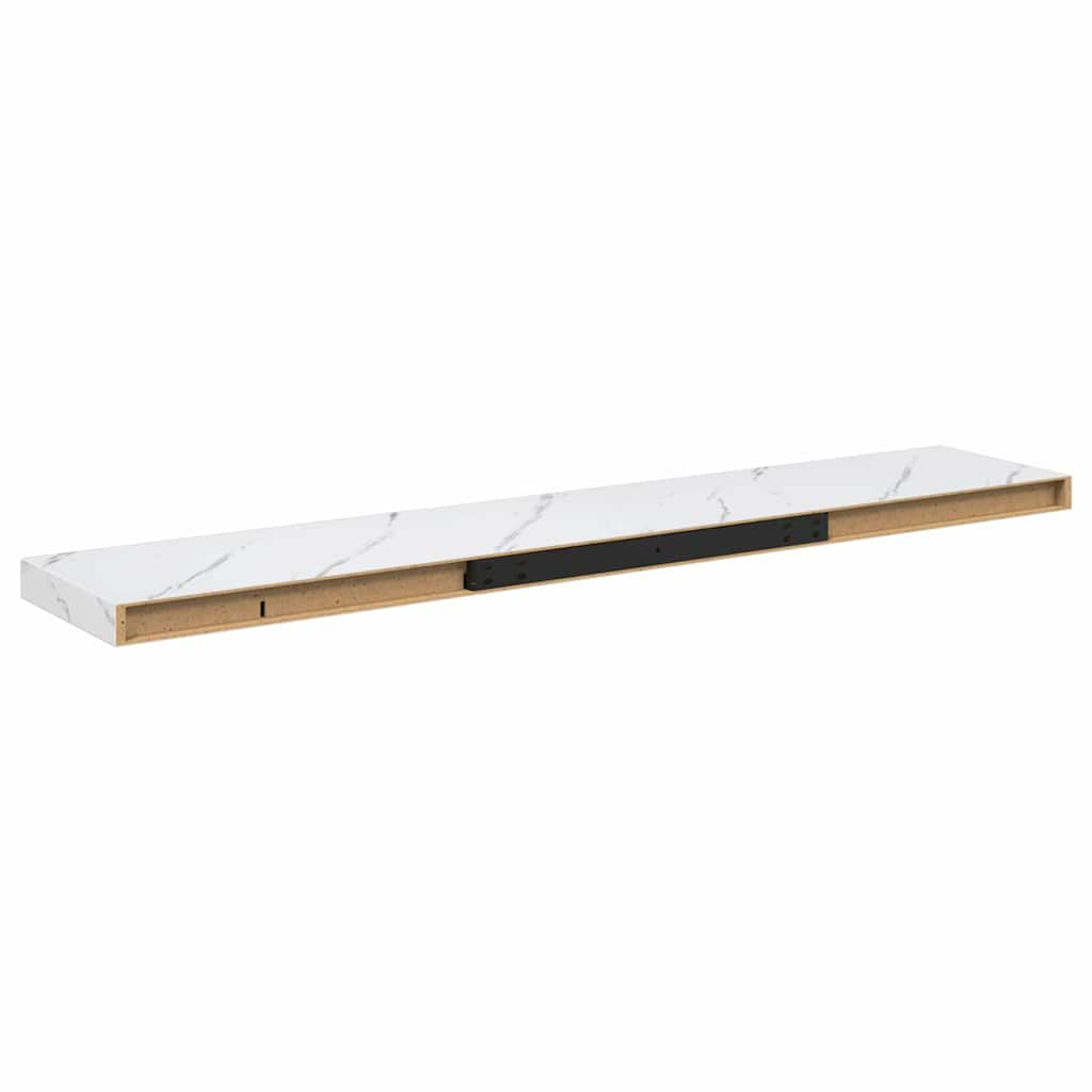 Falpolc tárolóval 2 pcs Fehér márvány 120 x 23,5 x 4 cm Faanyag
