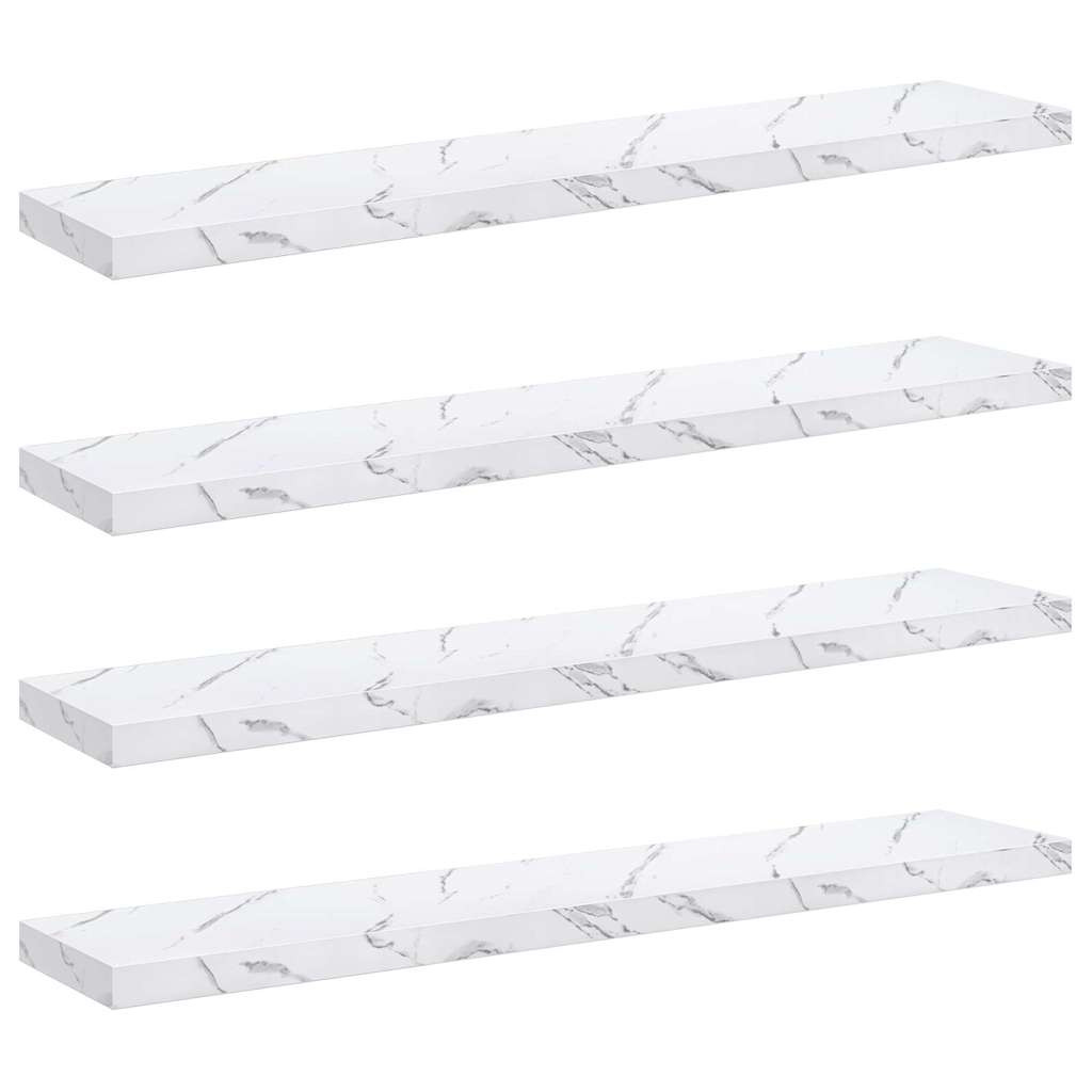 Falpolc tárolóval 4 pcs Fehér márvány 120 x 23,5 x 4 cm Faanyag