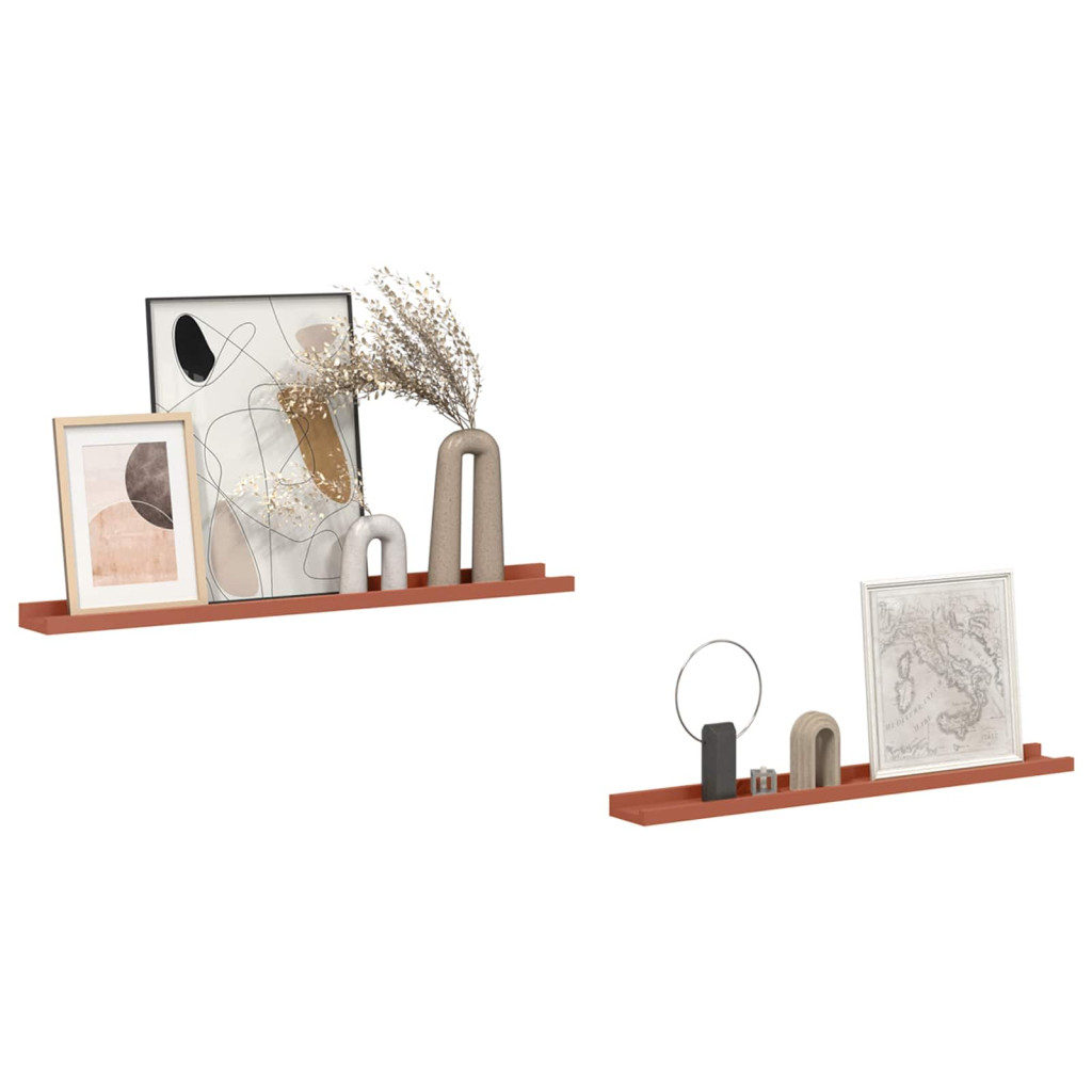 Falpolc polcokkal tárolóval 2 pcs Piros 80 x 9 x 3 cm Faanyag