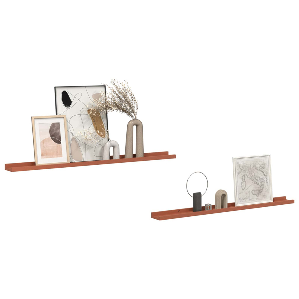 Falpolc polcokkal tárolóval 2 pcs Piros 100 x 9 x 3 cm Faanyag