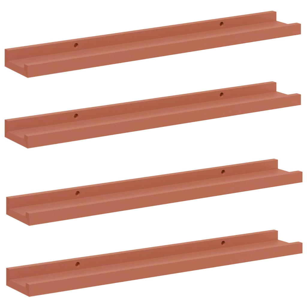 Falpolc polcokkal tárolóval 4 pcs Piros 60 x 9 x 3 cm Faanyag