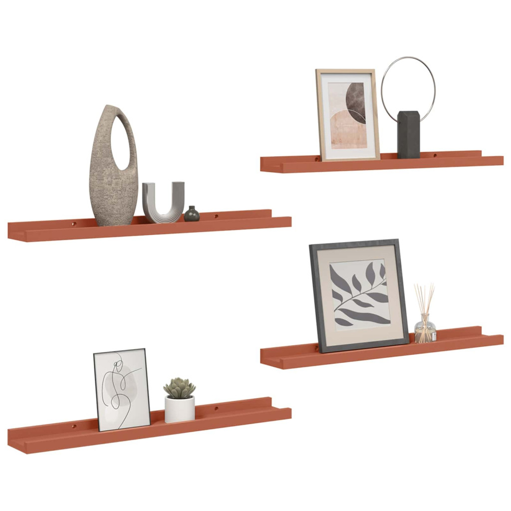 Falpolc polcokkal tárolóval 4 pcs Piros 60 x 9 x 3 cm Faanyag