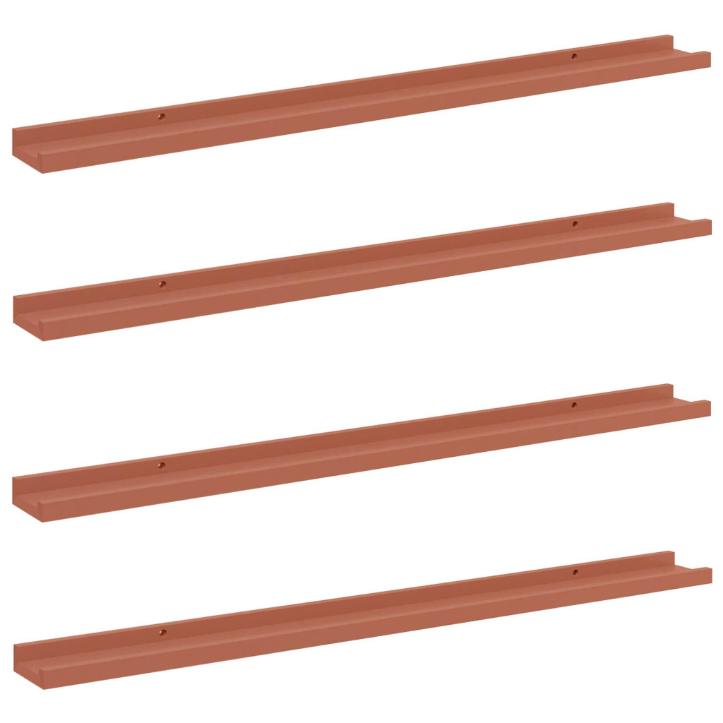 Falpolc polcokkal tárolóval 4 pcs Piros 100 x 9 x 3 cm Faanyag