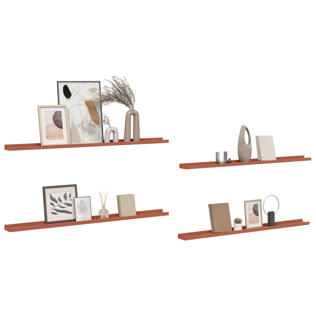 Falpolc polcokkal tárolóval 4 pcs Piros 115 x 9 x 3 cm Faanyag