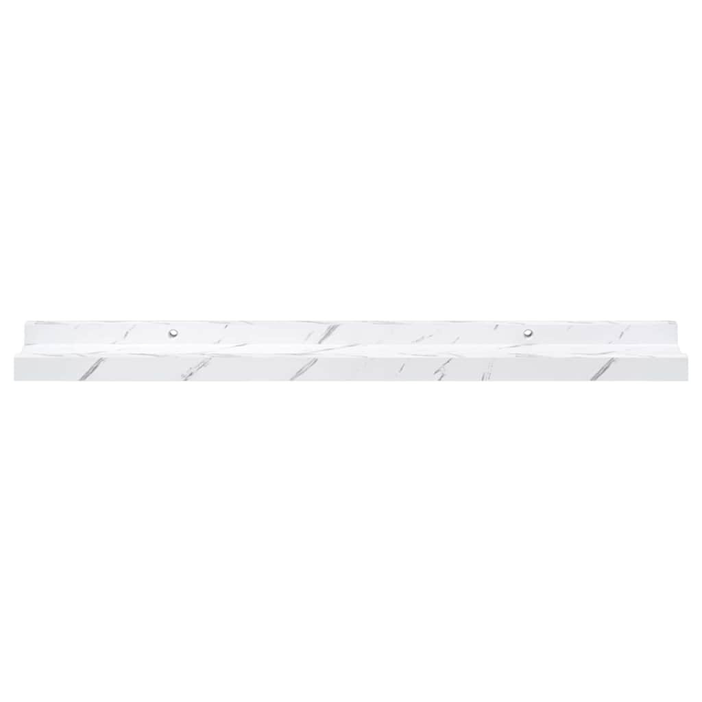 Falpolc polcokkal 2 pcs Fehér márvány 60 x 9 x 3 cm Faanyag