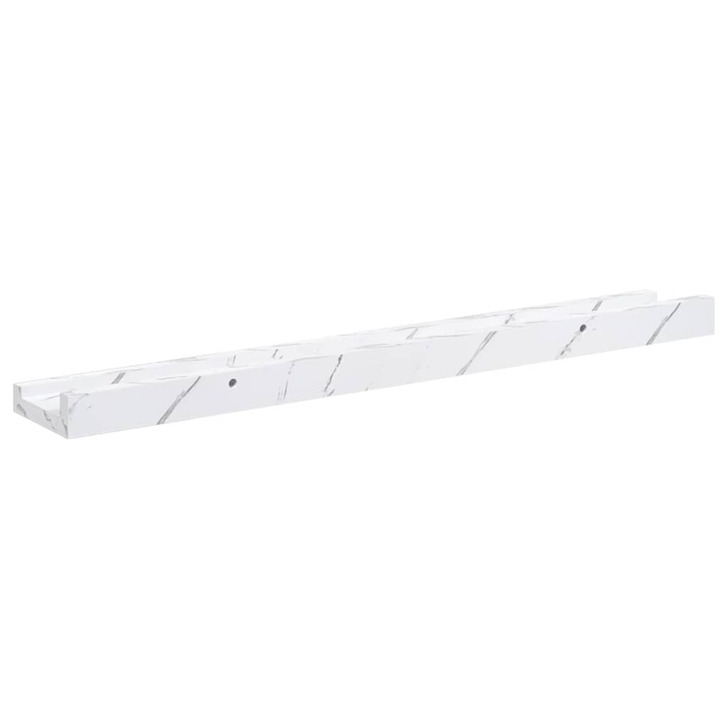 Falpolc polcokkal 2 pcs Fehér márvány 60 x 9 x 3 cm Faanyag