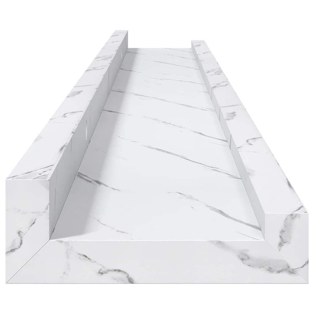 Falpolc polcokkal 2 pcs Fehér márvány 80 x 9 x 3 cm Faanyag