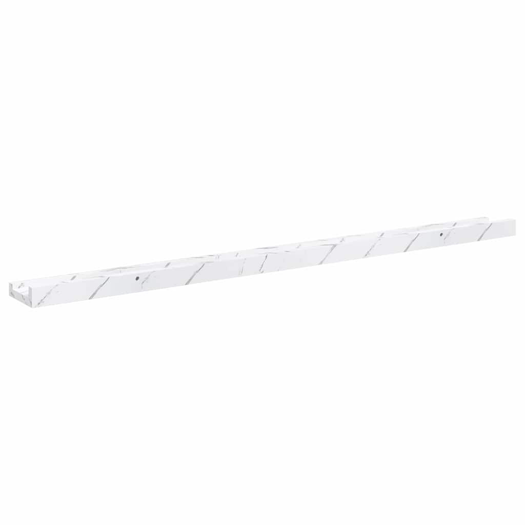 Falpolc polcokkal 2 pcs Fehér márvány 100 x 9 x 3 cm Faanyag