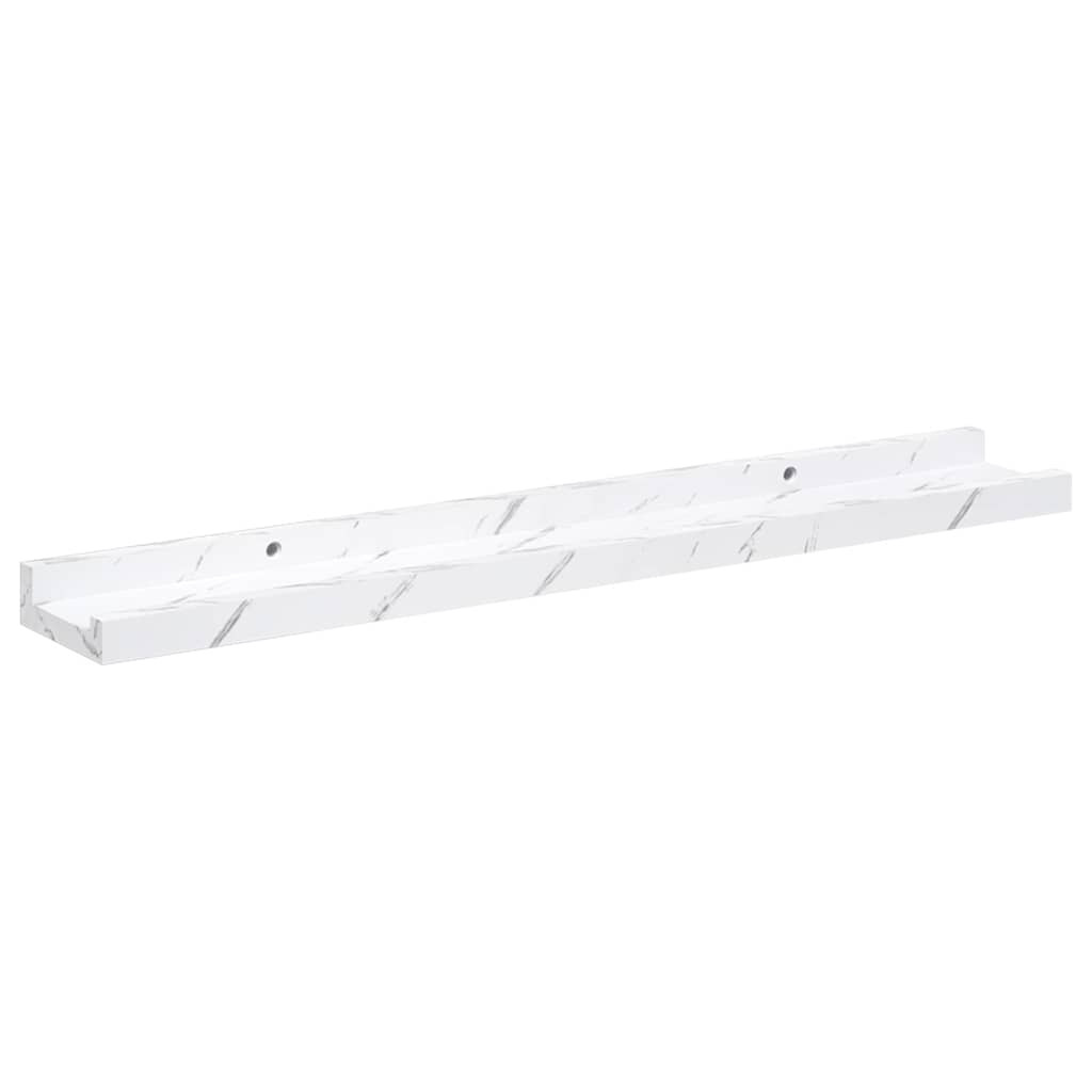 Falpolc polcokkal 4 pcs Fehér márvány 60 x 9 x 3 cm Faanyag