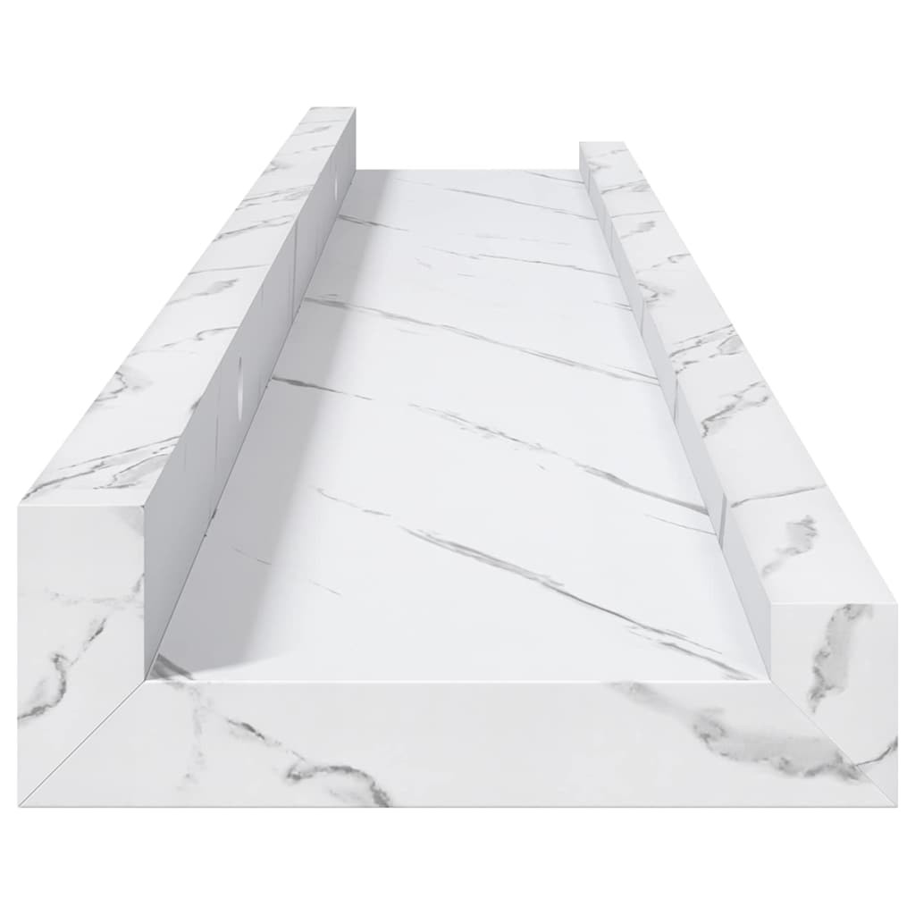 Falpolc polcokkal 4 pcs Fehér márvány 60 x 9 x 3 cm Faanyag