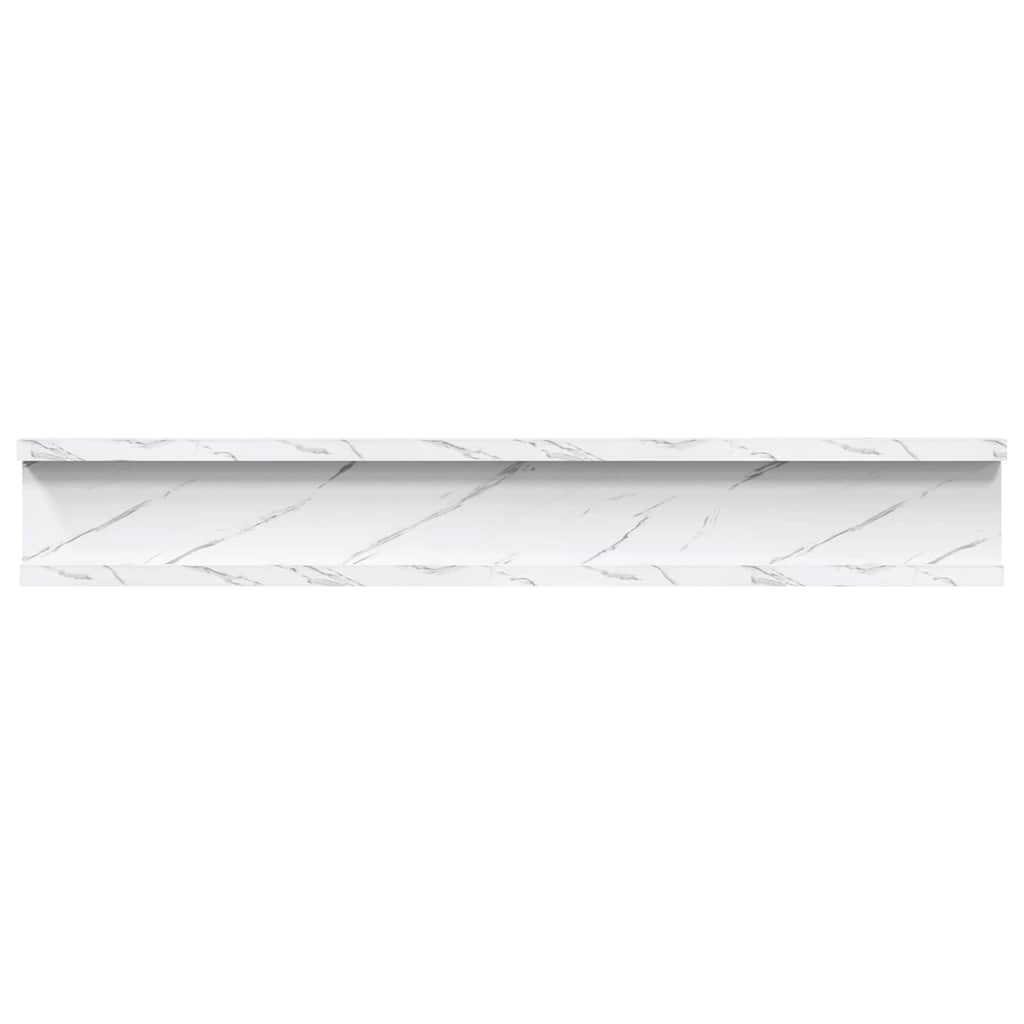 Falpolc polcokkal 4 pcs Fehér márvány 60 x 9 x 3 cm Faanyag