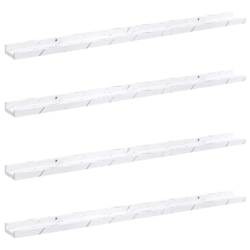 Falpolc polcokkal 4 pcs Fehér márvány 100 x 9 x 3 cm Faanyag