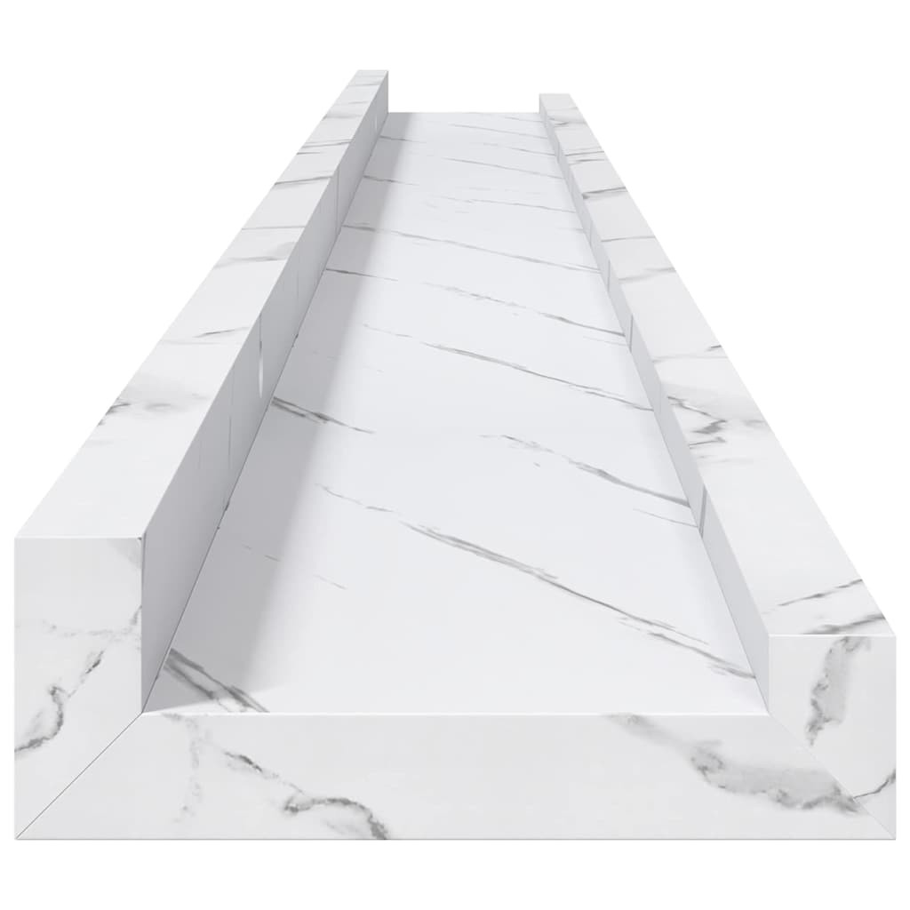 Falpolc polcokkal 4 pcs Fehér márvány 100 x 9 x 3 cm Faanyag