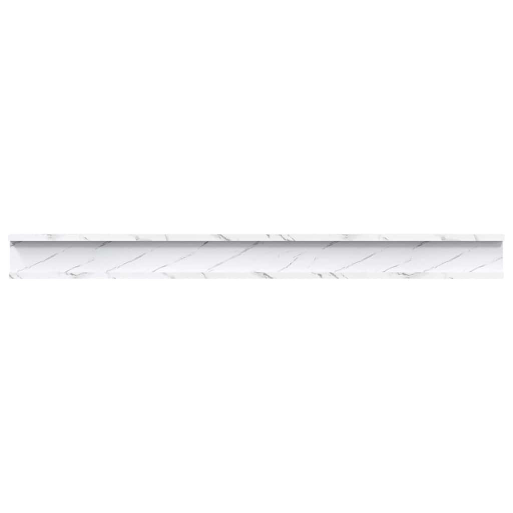 Falpolc polcokkal 4 pcs Fehér márvány 100 x 9 x 3 cm Faanyag