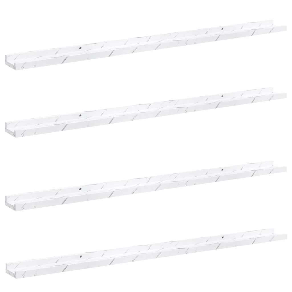 Falpolc polcokkal 4 pcs Fehér márvány 115 x 9 x 3 cm Faanyag