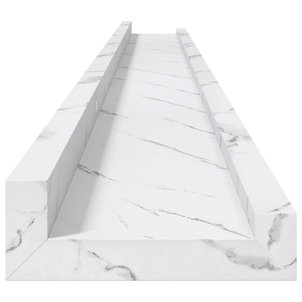Falpolc polcokkal 4 pcs Fehér márvány 115 x 9 x 3 cm Faanyag