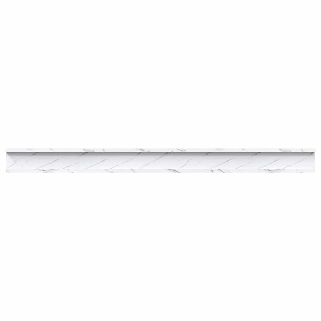 Falpolc polcokkal 4 pcs Fehér márvány 115 x 9 x 3 cm Faanyag