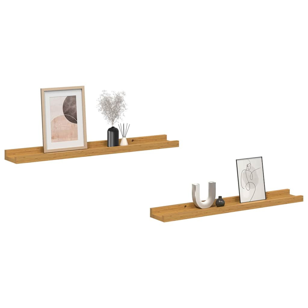 Falpolc polcokkal tárolóval 2 pcs Bézs 60 x 9 x 3 cm Faanyag