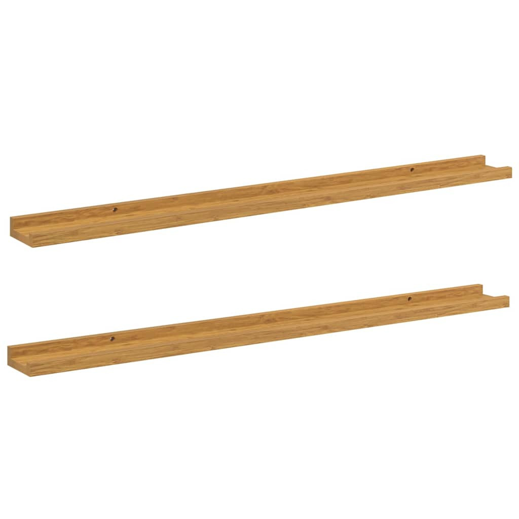 Falpolc polcokkal tárolóval 2 pcs Bézs 100 x 9 x 3 cm Faanyag