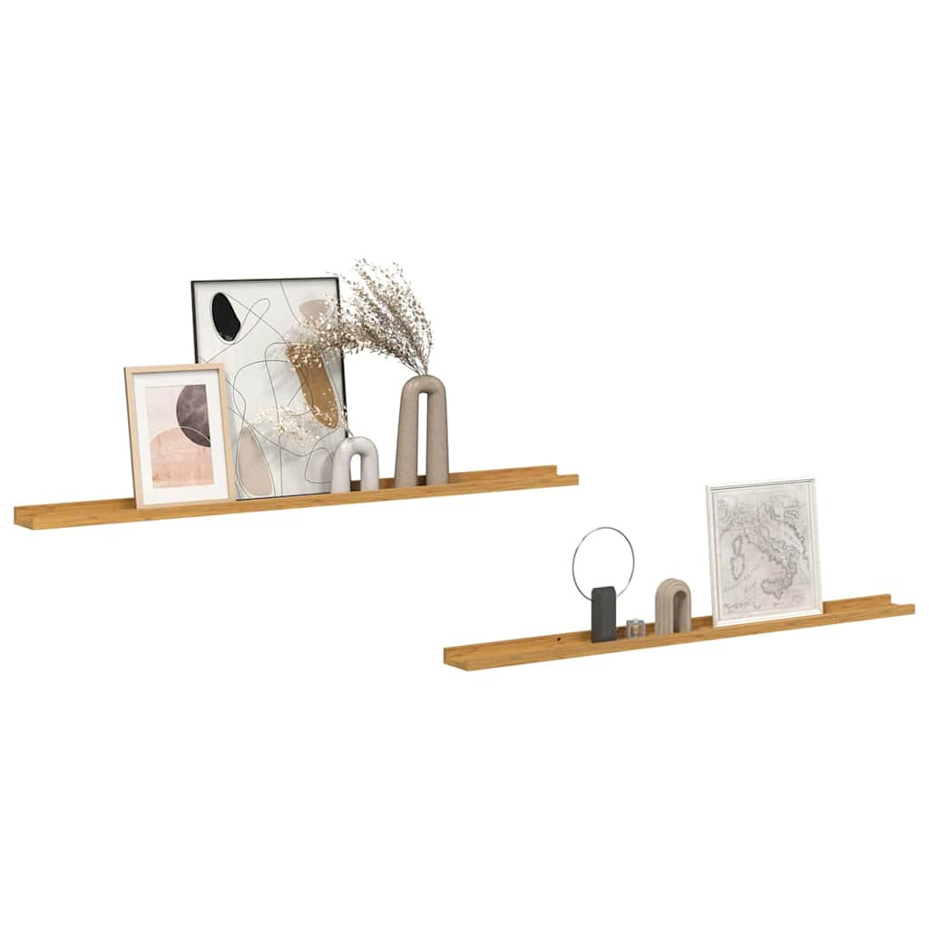 Falpolc polcokkal tárolóval 2 pcs Bézs 115 x 9 x 3 cm Faanyag