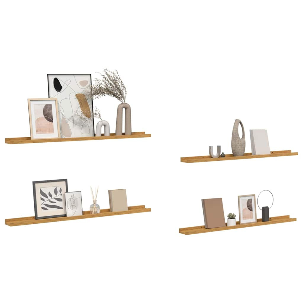 Falpolc polcokkal tárolóval 4 pcs Bézs 100 x 9 x 3 cm Faanyag