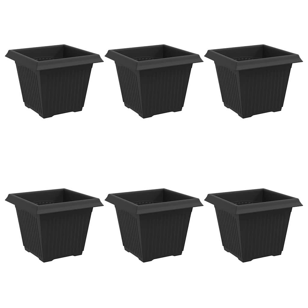 vidaXL Négyzet Virágcserép 6 pcs Fekete 20 x 20 x 16 cm Műanyag