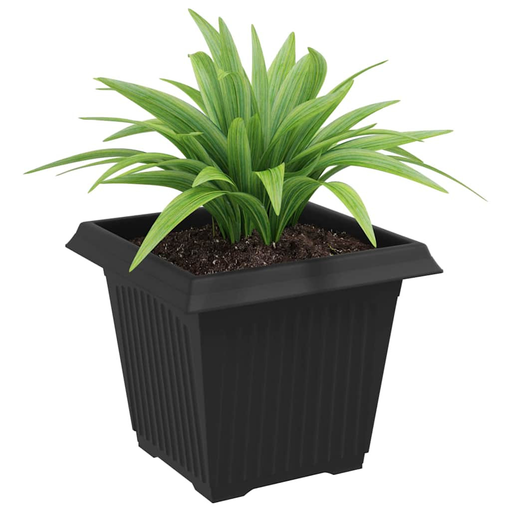 vidaXL Négyzet Virágcserép 6 pcs Fekete 20 x 20 x 16 cm Műanyag