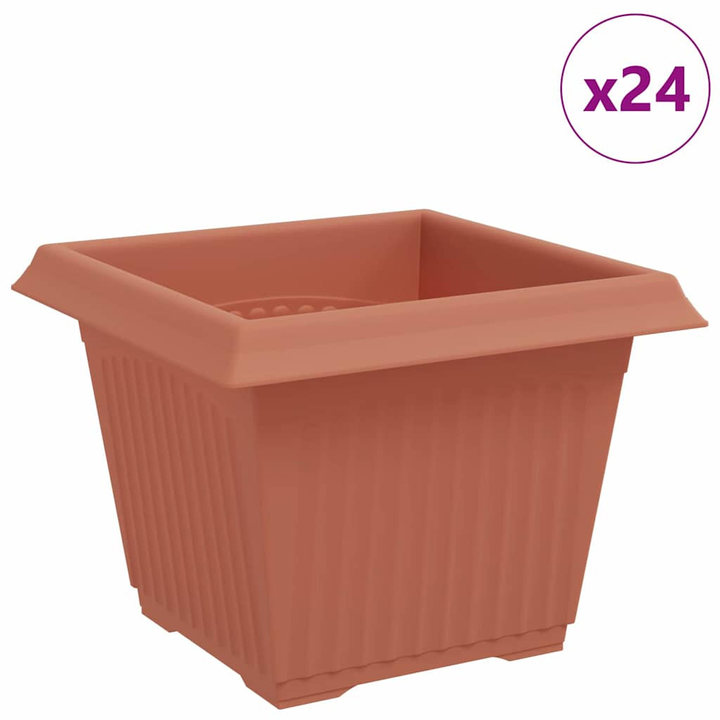 vidaXL Négyzet Virágcserép 24 pcs Tégla Vörös 23 x 23 x 17,5 cm