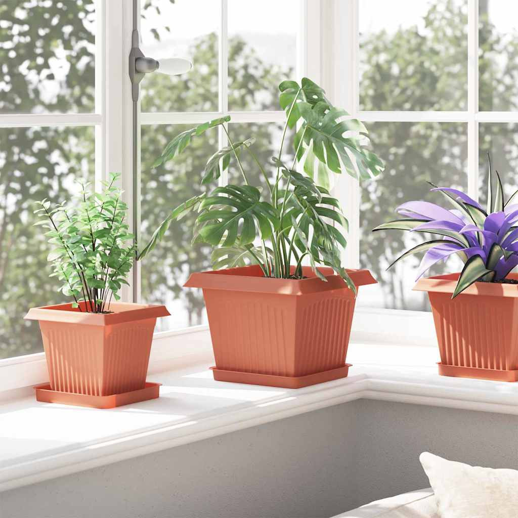 vidaXL Négyzet Virágcserép 24 pcs Tégla Vörös 23 x 23 x 17,5 cm