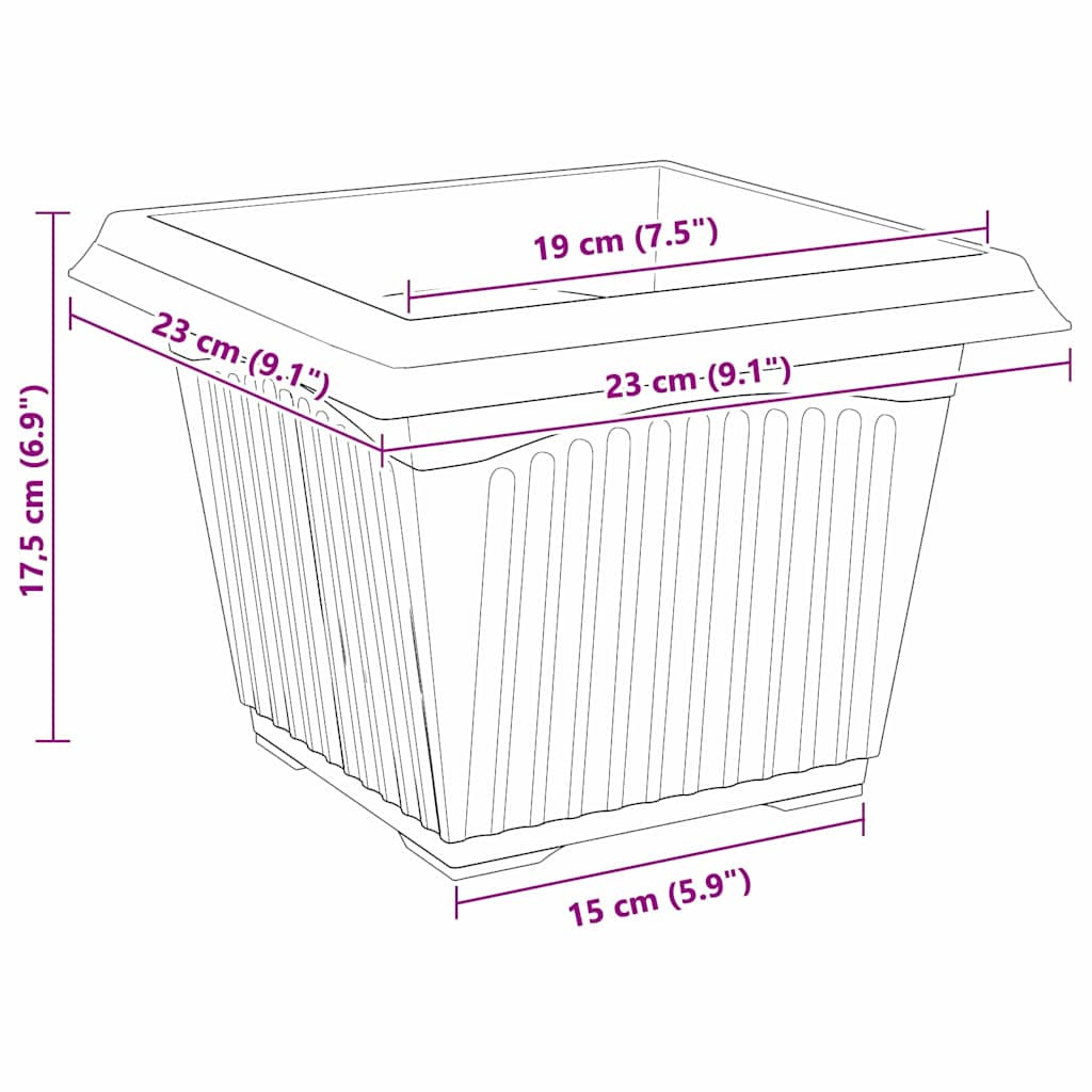 vidaXL Négyzet Virágcserép 24 pcs Tégla Vörös 23 x 23 x 17,5 cm